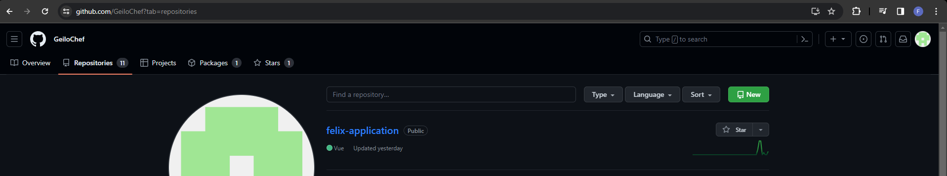 Gitub Repository Tab